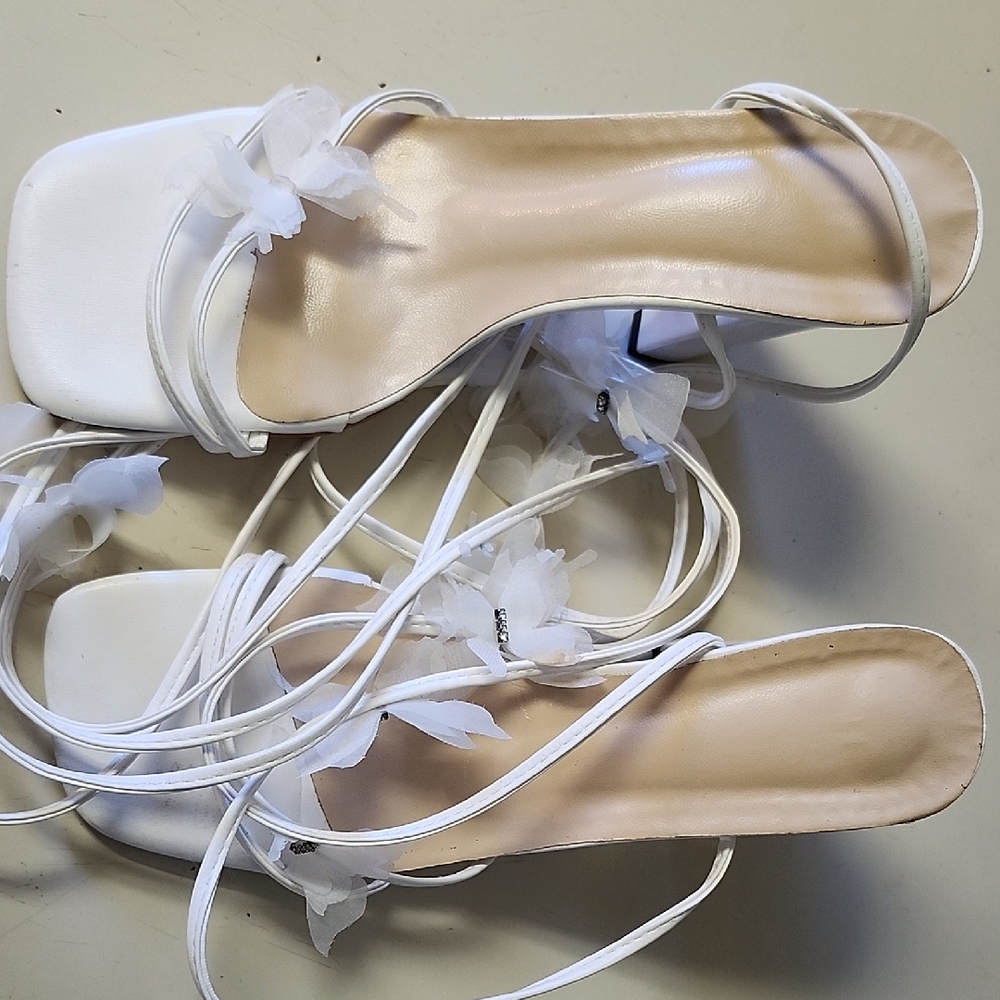 Elegant White Strappy Heels